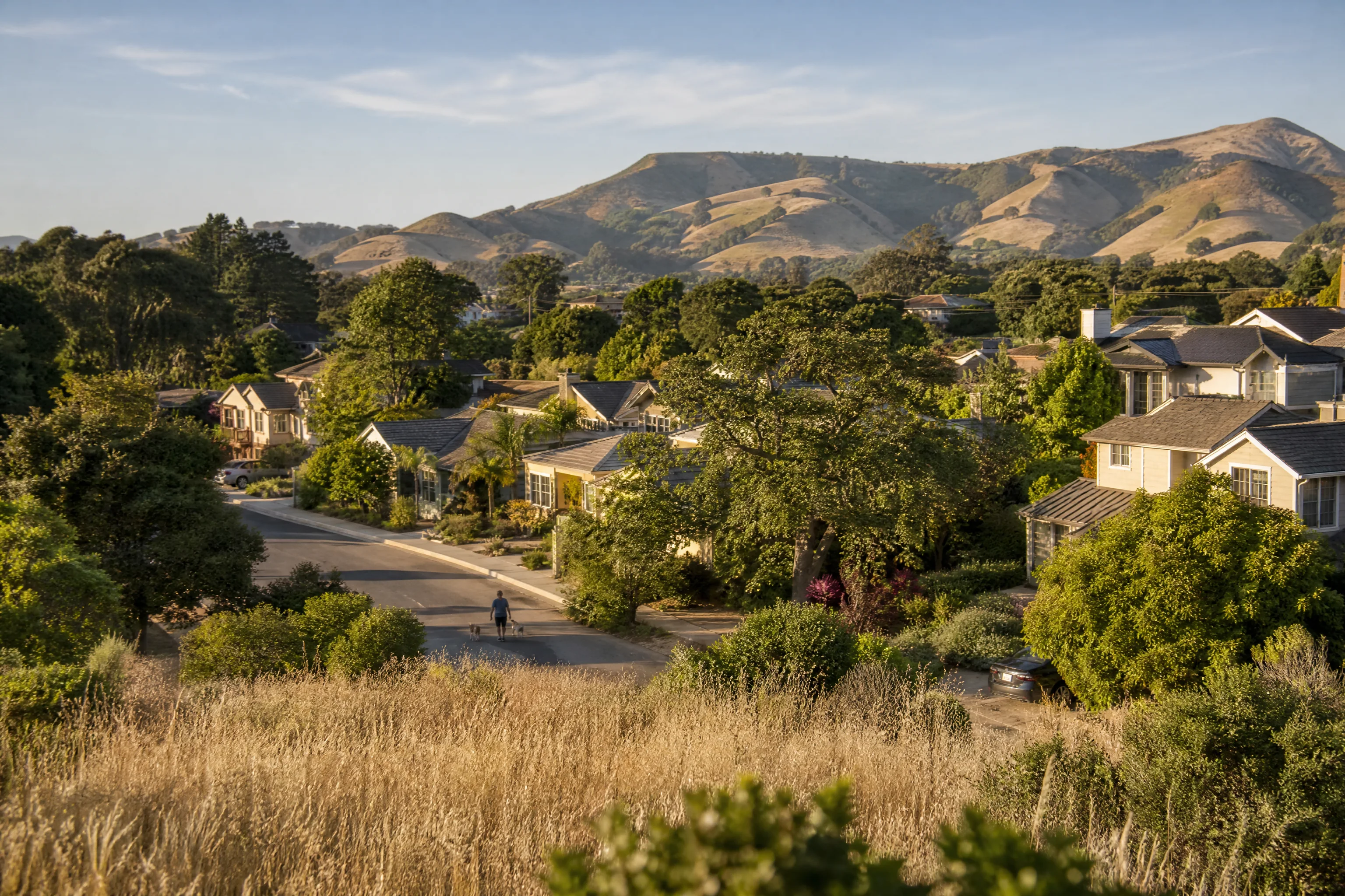 Central Coast neighborhood set against golden foothills
