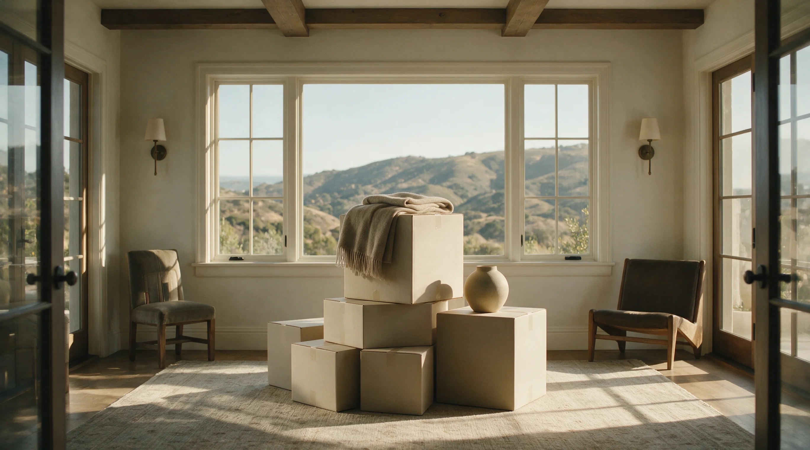 Packed moving boxes in a Central Coast home